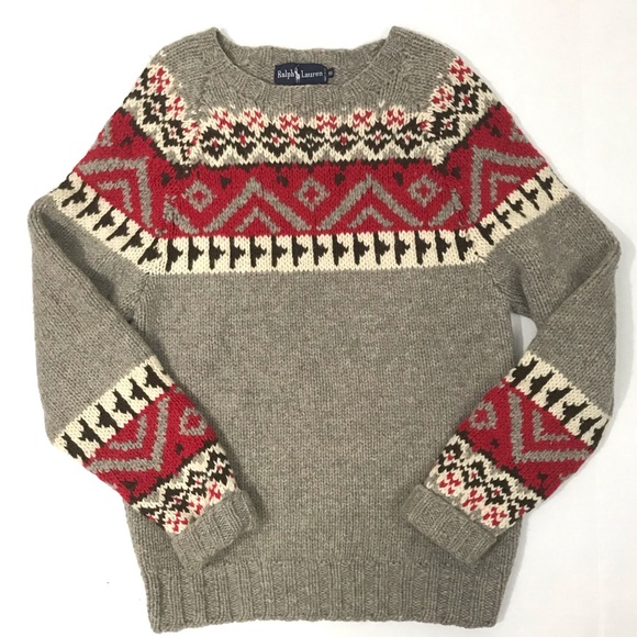 Ralph Lauren Sweaters - Vintage Ralph Lauren Hand Knit Aztec Ski Sweater